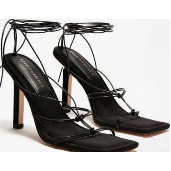 Great American Neoprene Black Strappy Black Heels Sz10 - Picture 1 of 8